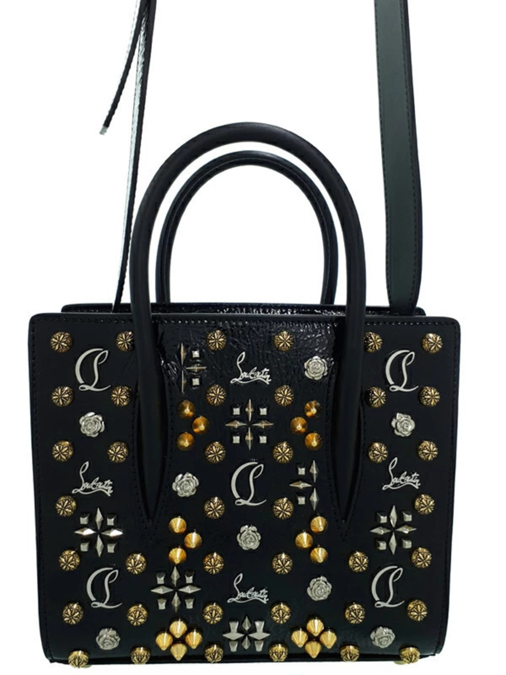 Christian Louboutin Calfskin Spikes Loubinthesky Paloma bag studs Black
